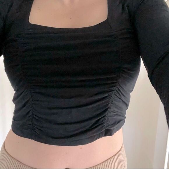 calvin klein double ruche square neck stretch crop top size Medium new - Picture 3 of 9